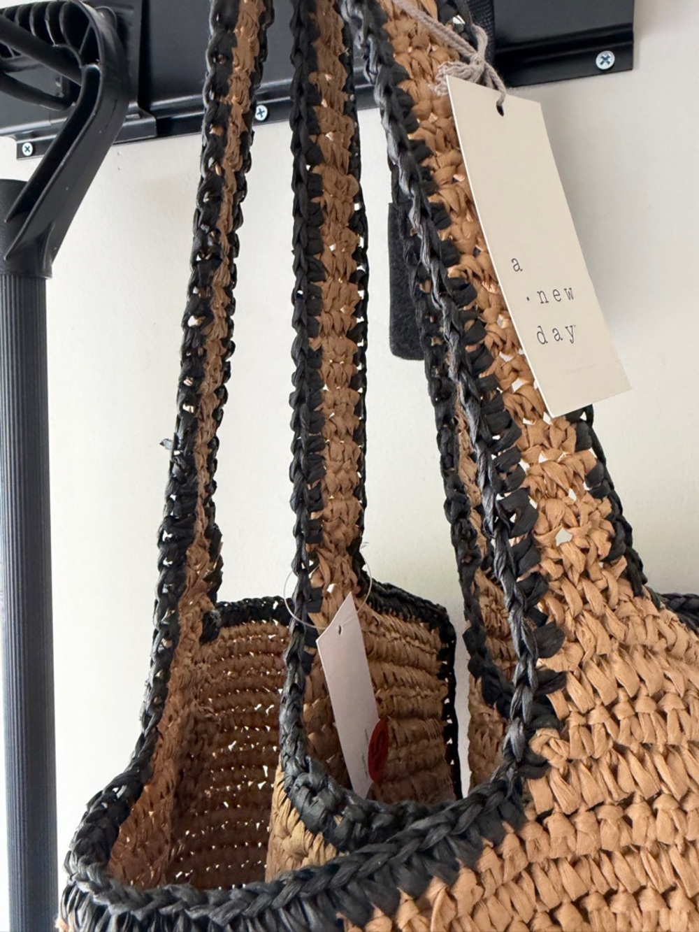 a new day Tan Woven Tote with Black Trim - Picture 3 of 3